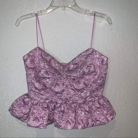 New Zara Strappy Peplum Lilac Purple Metallic Top - Picture 4 of 6